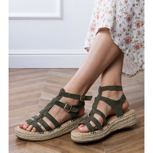 Gemre Green espadrille sandals on a low platform Amur Cene