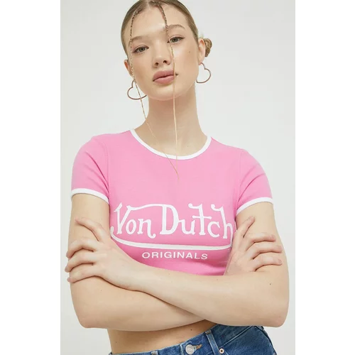 Von Dutch Kratka majica ženski, roza barva