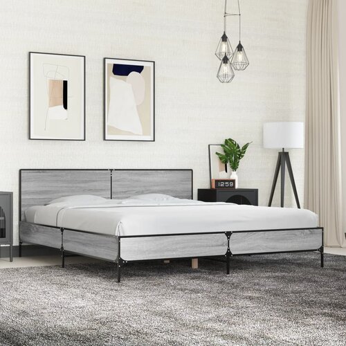 Okvir za krevet boja hrasta 200x200cm konstruirano drvo i metal Siva 200 x 200 cm Cene