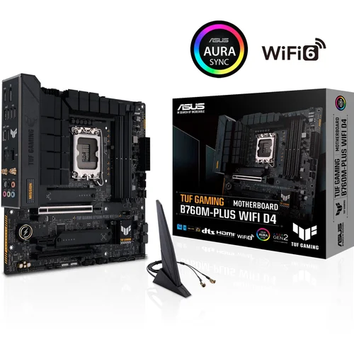 Asus TUF GAMING B760M-PLUS WIFI D4, DDR4, SATA3, USB3.2Gen2x2, DP, LGA1700 mATX