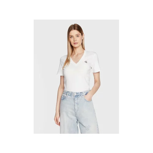 Calvin Klein Jeans Majica J20J220303 Bela Slim Fit