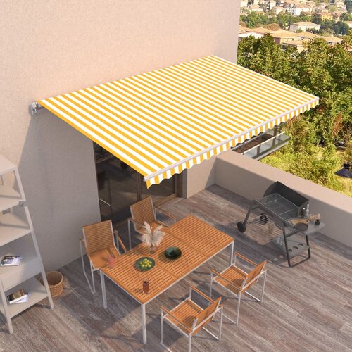 vidaXL Ročno zložljiva tenda 500x350 cm rumena in bela Cene