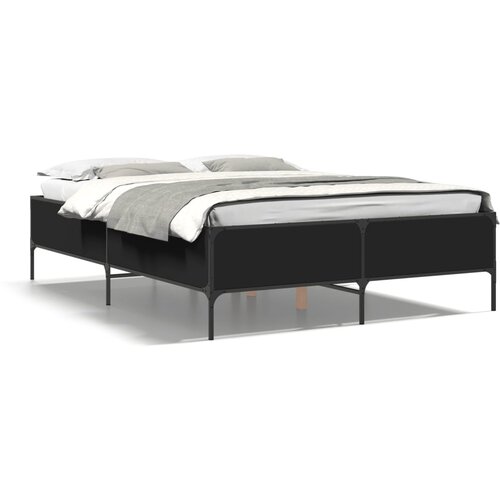 VidaXL Okvir kreveta crni 120 x 200 cm od konstruiranog drvo i metal Slike
