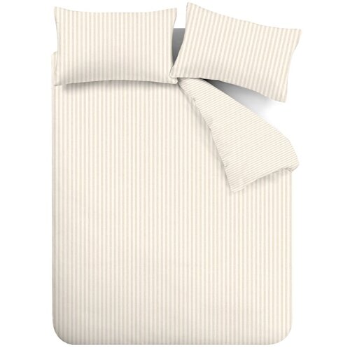 Catherine Lansfield Bež/krem flanelska posteljina za bračni krevet/za produženi krevet 230x220 cm Stripe – Cene
