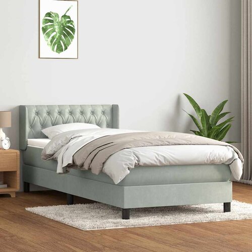 vidaXL Box Spring postelja z vzmetnico Svetlo siva 90x210 cm Velvet Cene