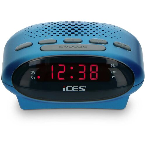 Digitalni sat sa alarmom i FM radiom ICES ICR-210 plavi Slike
