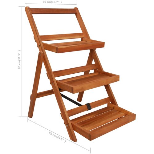  Stalak za biljke s 3 razine 50 x 63 x 80 cm od bagremovog drva Slike
