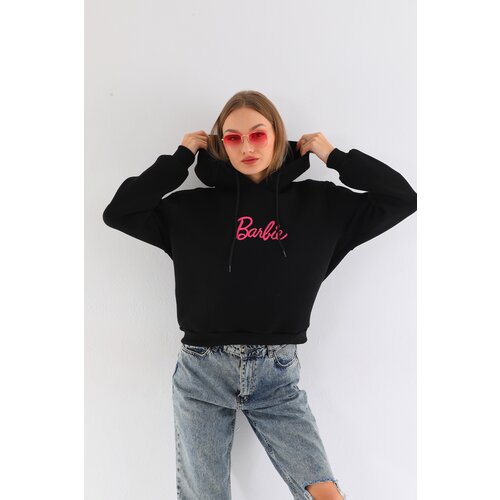 BİKELİFE Oversize Barbie Printed Hooded Thick Cotton Sweatshirt. Cene