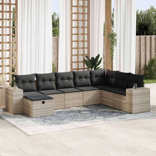 vidaXL 8-dijelni set vrtnih sofa od poliratana s jastucima svjetlosivi Cijene