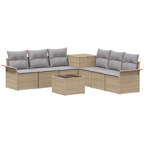  Set sofe 8 kom. Bež i svijetlo siva Poli Rattan i čelik Slike