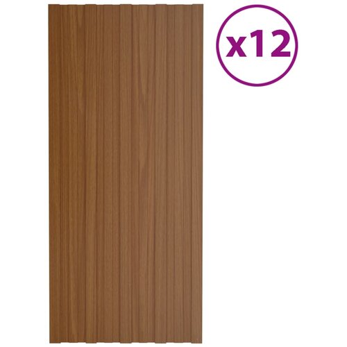 VidaXL Stre&amp;scaron;ni paneli 12 kosov pocinkano jeklo rjavi 100x45 cm Slike