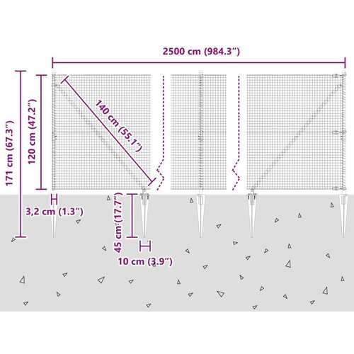  Pocinčana žičana ograda s 13 &amp;scaron;iljatih &amp;scaron;tapova 1 2x25 m Slike