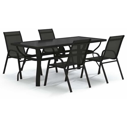  5-dijelni vrtni blagovaonski set crni Crna Dužina stola 180 cm Slike