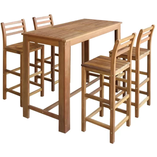 vidaXL Barska miza in stoli 5 kosov trden akacijev les