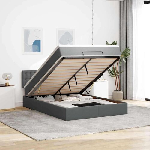 vidaXL Otomanska postelja z vzmetnico siv 140x190 cm blago Cene
