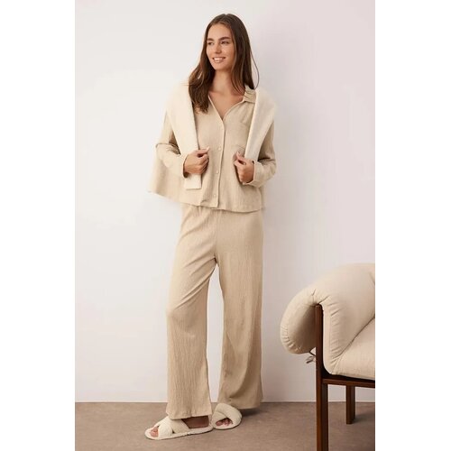 TRENDYOLMILLA Ženski set pidžame Thmaw26Pt00159, Bež Slike