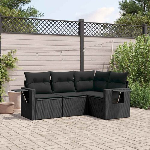 4-dijelni set vrtnih sofa od poliratana s jastucima crni Cijene