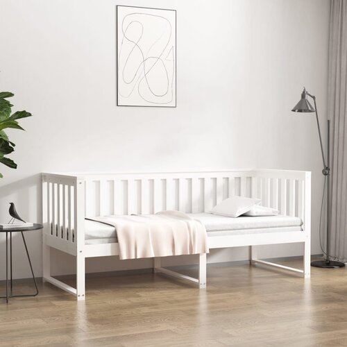 vidaXL Dnevna postelja bel 75x190 cm trdna borovina Cene