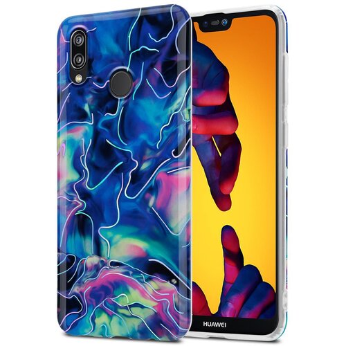 Cadorabo CARE, združljiv s Huawei v modrem roza marmorju &scaron;t. 17 - Za&scaron;čitni pokrov iz silikona TPU z vzorcem mozaika, (20569391) Cene