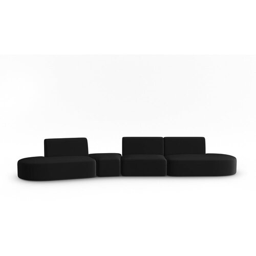 Milo Casa Črna žametna sedežna garnitura levi kot 428 cm Paolo – Cene