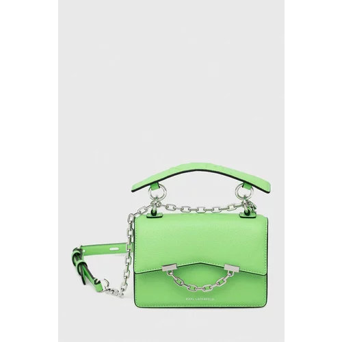 Karl Lagerfeld Usnjena torbica zelena barva