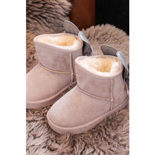 Kesi Girls&amp;#039; insulated snow boots with bows Grey Meriva Slike