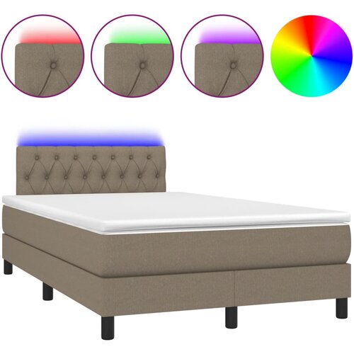 vidaXL Box spring postelja z vzmetnico LED taupe 120x190 cm blago, (21111711) Cene