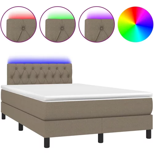 vidaXL Box spring postelja z vzmetnico LED taupe 120x190 cm blago, (21111711)