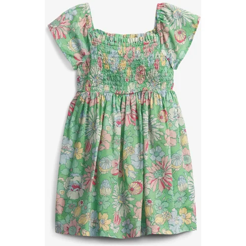 GAP Smocked Floral Otroška obleka Zelena