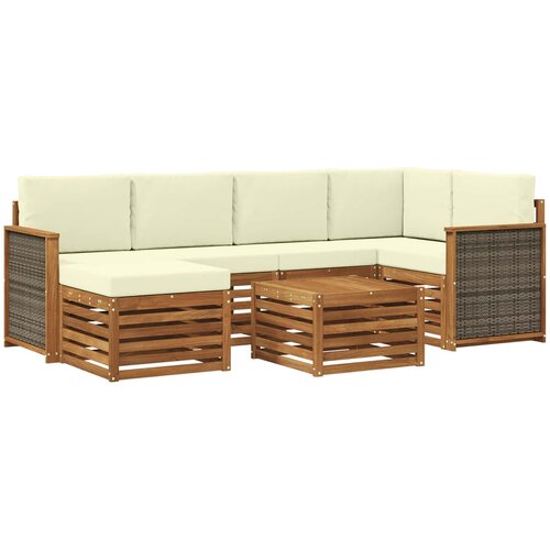  Set vanjskih sofa 6 kom. Prirodna i krem Slike