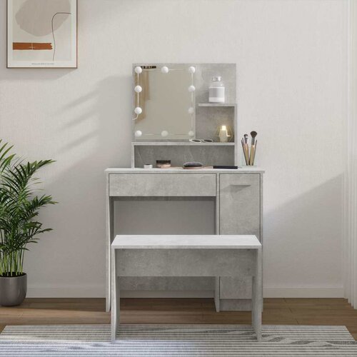  Set toaletnog stolića LED siva bojabetona od konstruiranog drva 60 x 40 x 140 cm Slike
