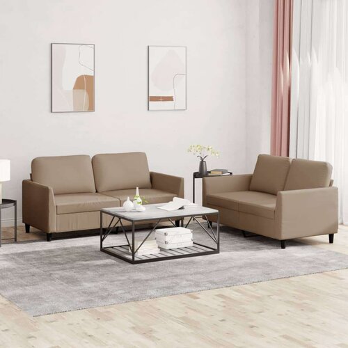  2-dijelni set sofa s jastucima boja cappuccina od umjetne kože Cijene