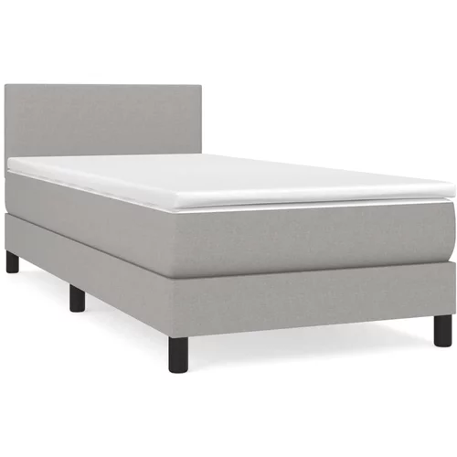 vidaXL Box spring postelja z vzmetnico svetlo siva 90x190 cm blago, (20790669)