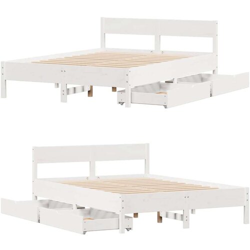 vidaXL Okvir kreveta bez madraca bijeli 150x200 cm od masivne borovine Cene