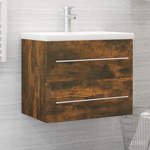 Ormarić za umivaonik boja dimljenog hrasta 60x38,5x48 cm drveni Cijene