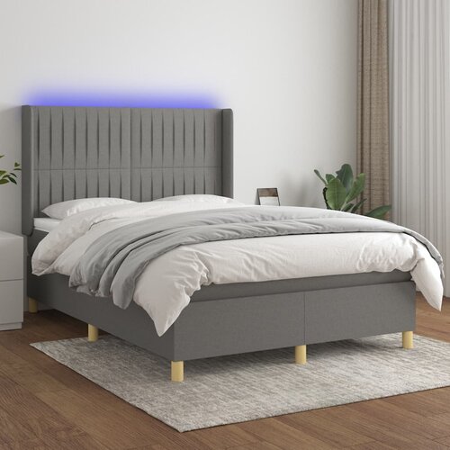 Krevet box spring s madracem LED tamnosivi 140x200 cm tkanina Cene