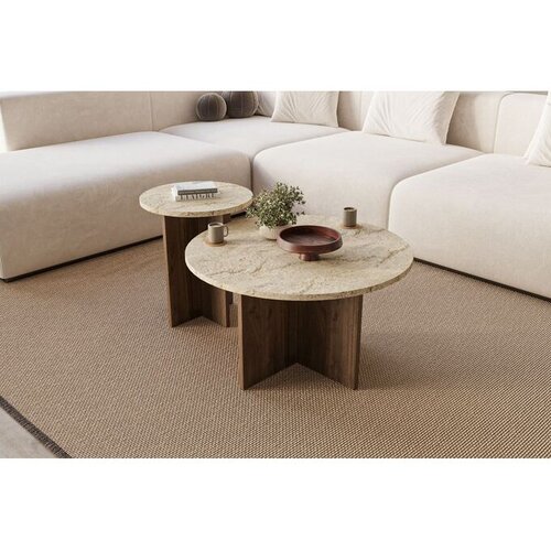 Skye_Decor Skye Decor Klub sto Set Private Travertine, Walnut Slike