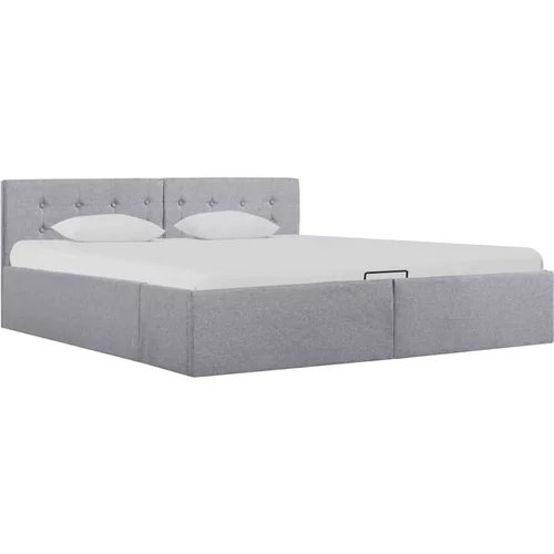  Dvižni posteljni okvir svetlo sivo blago 160x200 cm