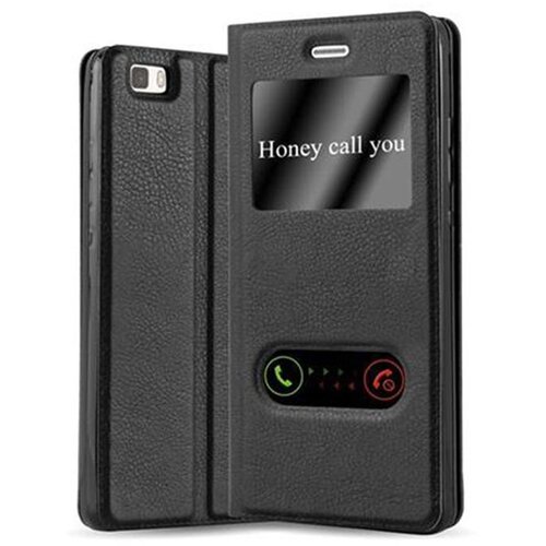 Cadorabo Ohi&scaron;je, združljivo z Huawei P8 LITE 2015 v črni komet - Za&scaron;čitni ovitek z magnetnim zapiranjem, stoječo funkcijo in 2 okencema za gledanje, (20552042) Cene