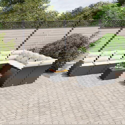 vidaXL 11-dijelni set vrtnih sofa od poliratana s jastucima crni Cijene