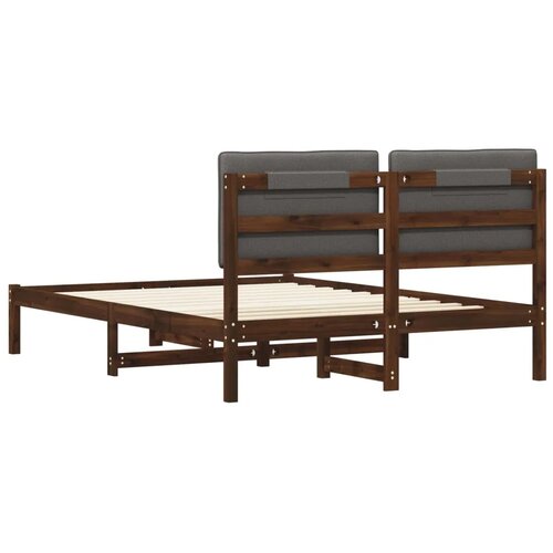  Krevetni okvir s tapiciranim uzglavljem - Tamnosmeđa i svjetlosiva 135 x 190 cm Slike