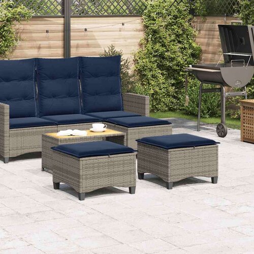 VidaXL Vrtni tabure s jastucima 2 kom sivi 55x55x36 cm poliratan Slike