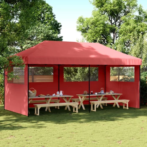 vidaXL Sklopivi prigodni šator za zabave s 3 bočna zida bordo