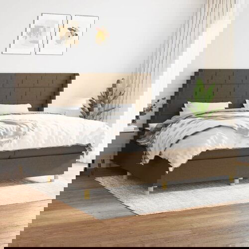  The Living Store Box spring postelja z vzmetnico temno rjav 200x200 cm blago - Box Spring Postelja, (21449860) Slike