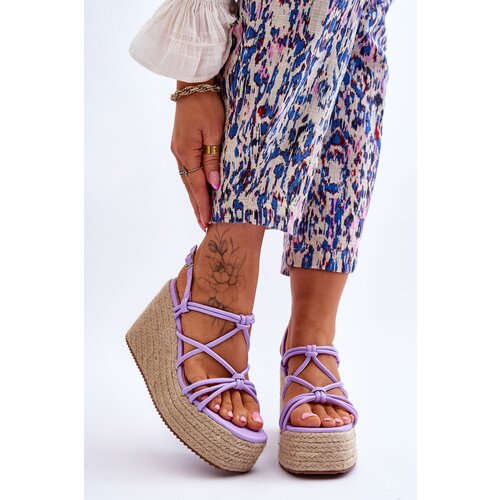Kesi fashionable wedge sandals with braid purple Nessia Slike