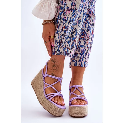 Kesi fashionable wedge sandals with braid purple Nessia