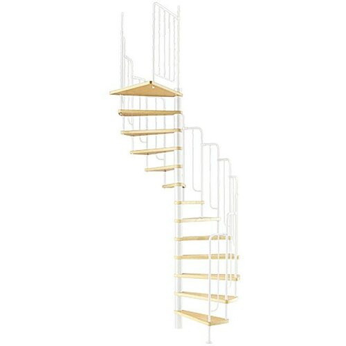 DOLLE Spiralno stopnišče Dunaj (Premer: 138 cm, Bele barve, Barva stopnice: Bukev rjava, Višina nadstropja: 229 cm - 291 cm) Cene