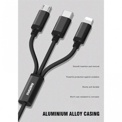 Remax Kabel Gition RC-131 3u1 za iPhone Lightning/ Micro USB/ Type-C crni 1m Cene