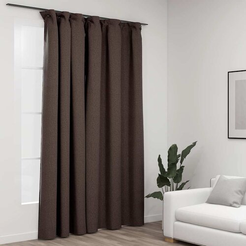 Furnova Zatemnitvena zavesa z obešali videz platna taupe 290x245 cm, (21917890) Cene