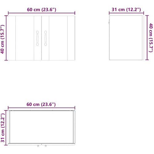  Zidni kuhinjski ormarić Zidne 2 pcs Staro drvo 60 x 31 x 40 cm Slike